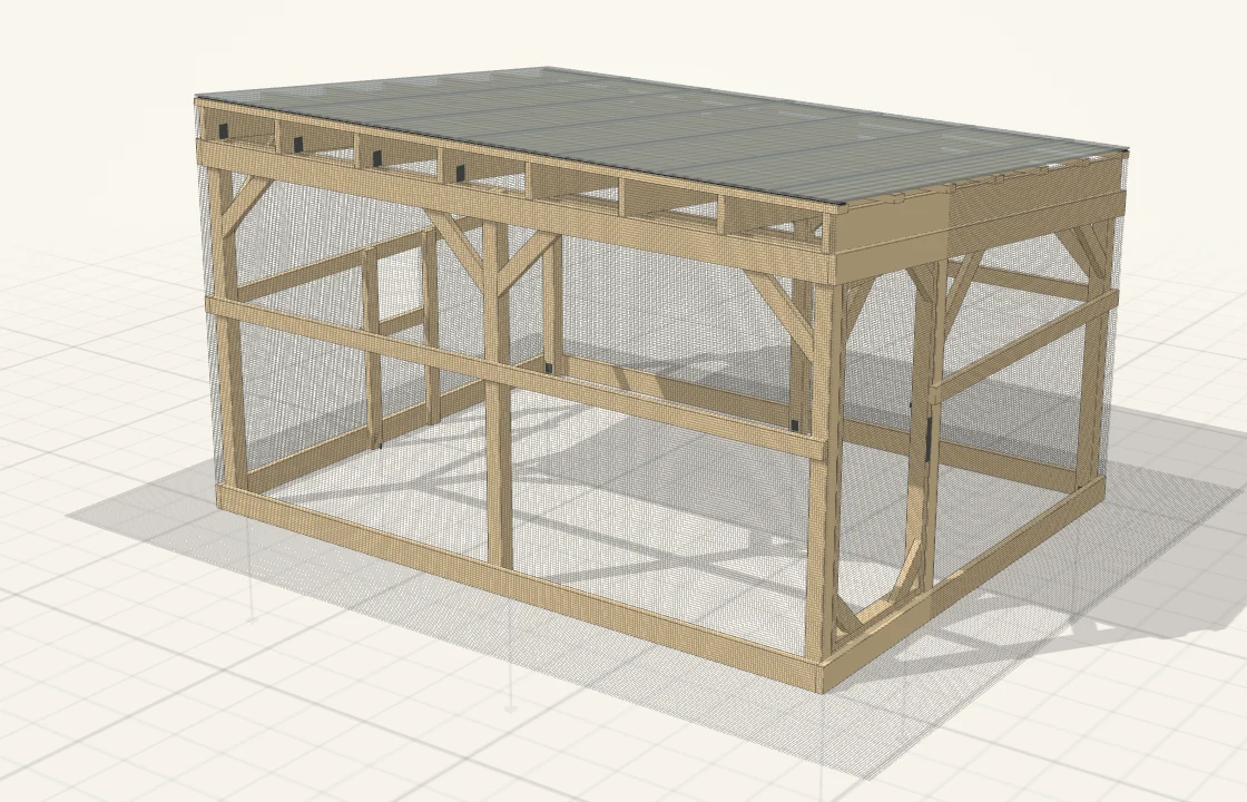 The 3D model of the 13 × 10 Chicken Run plan