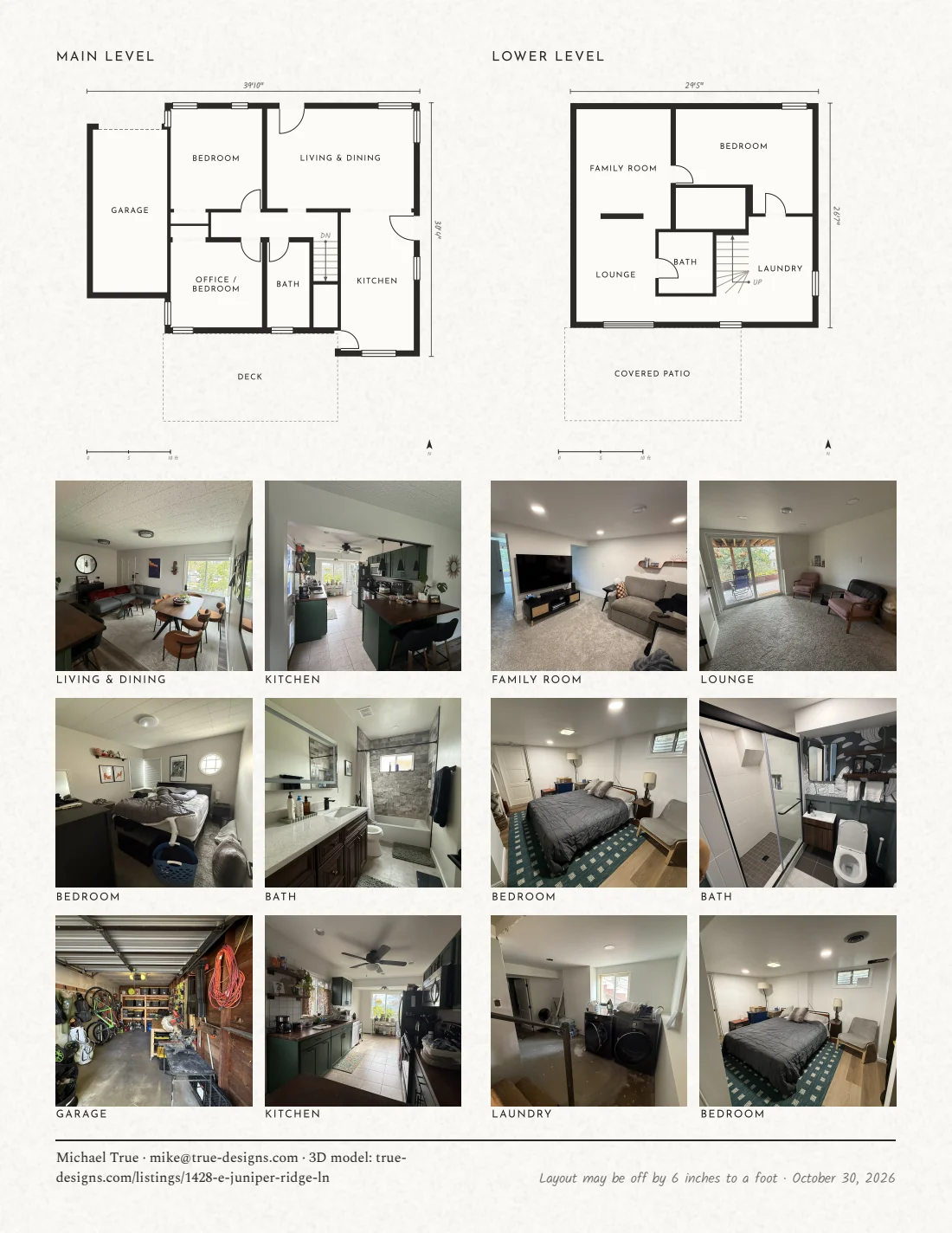 Example flyer, page two, with floor plans