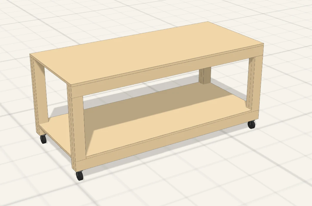 The 3D model of the Rolling 2×4 Workbench plan